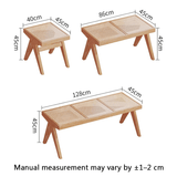Rattan and Wood Stool - Minimalist Japandi Style Bench with Woven Seat - StoolTopia