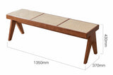Rattan and Wood Stool - Minimalist Japandi Style Bench with Woven Seat - StoolTopia