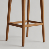 Rattan Back Farmhouse Barstools Mid Century Modern Wood Bar Chairs Comfortable PU Leather Kitchen Island Chairs for Pub/Breakfast Bar - StoolTopia