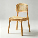 Rattan Dining Chair – Solid Wood Frame, Hand - Woven Cane Seat - StoolTopiaDining Chairs