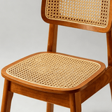 Rattan Dining Chair – Solid Wood Frame, Hand - Woven Cane Seat - StoolTopiaDining Chairs