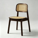 Rattan Dining Chair – Solid Wood Frame, Hand - Woven Cane Seat - StoolTopiaDining Chairs