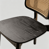 Rattan & Solid Wood Dining Chair | Natural, Walnut & Black | 45cm Seat Height - StoolTopia