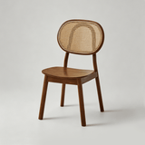 Rattan & Solid Wood Dining Chair | Natural, Walnut & Black | 45cm Seat Height - StoolTopia