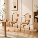 Retro American Solid Wood Rattan Chair, Fully Assembled Cafe & Bistro Seat - StoolTopia