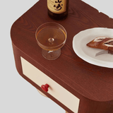 Retro Modern Bedside Table with Cream Cylindrical Legs and Drawer - StoolTopia