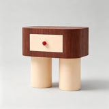 Retro Modern Bedside Table with Cream Cylindrical Legs and Drawer - StoolTopia