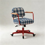 Retro Plaid Adjustable Height Swivel Desk Chair - StoolTopia