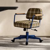 Retro Plaid Adjustable Height Swivel Desk Chair - StoolTopia