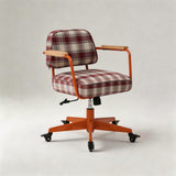 Retro Plaid Adjustable Height Swivel Desk Chair - StoolTopia