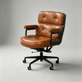 Robin Executive Chair – Genuine Leather, Mid - Century Modern, Aluminum Base - StoolTopiaOffice Chairs