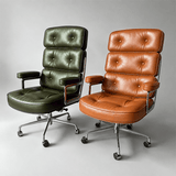 Robin Executive Chair – Genuine Leather, Mid - Century Modern, Aluminum Base - StoolTopiaOffice Chairs