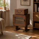 Robot-Shaped Wooden Bedside Cabinet with Storage - StoolTopia