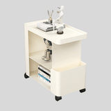 Rolling Side Table with Storage Shelf - Modern Minimalist C - Shaped Design - StoolTopia