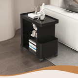 Rolling Side Table with Storage Shelf - Modern Minimalist C - Shaped Design - StoolTopia