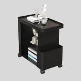Rolling Side Table with Storage Shelf - Modern Minimalist C - Shaped Design - StoolTopia