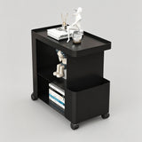 Rolling Side Table with Storage Shelf - Modern Minimalist C-Shaped Design - StoolTopia