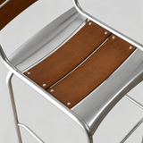 Roma Bar Chair with Beech Wood Backrest – Stainless Steel Frame in Modern Finishes - StoolTopia
