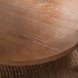 Round Carved Coffee Table with Storage Shelf – 81cm - StoolTopia