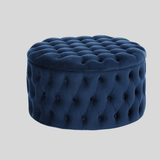 Round Tufted Storage Ottoman – Nordic Velvet Footstool with Hidden Compartment - StoolTopia