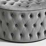 Round Tufted Storage Ottoman – Nordic Velvet Footstool with Hidden Compartment - StoolTopia