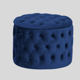 Round Tufted Storage Ottoman – Nordic Velvet Footstool with Hidden Compartment - StoolTopia