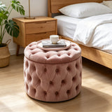 Round Tufted Storage Ottoman – Nordic Velvet Footstool with Hidden Compartment - StoolTopia