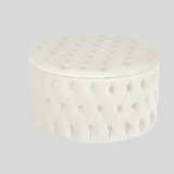 Round Tufted Storage Ottoman – Nordic Velvet Footstool with Hidden Compartment - StoolTopia