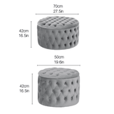 Round Tufted Storage Ottoman – Nordic Velvet Footstool with Hidden Compartment - StoolTopia
