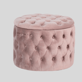 Round Tufted Storage Ottoman – Nordic Velvet Footstool with Hidden Compartment - StoolTopia