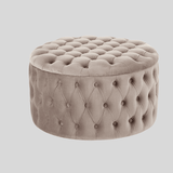 Round Tufted Storage Ottoman – Nordic Velvet Footstool with Hidden Compartment - StoolTopia