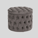 Round Tufted Storage Ottoman – Nordic Velvet Footstool with Hidden Compartment - StoolTopia