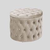 Round Tufted Storage Ottoman – Nordic Velvet Footstool with Hidden Compartment - StoolTopia