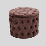 Round Tufted Storage Ottoman – Nordic Velvet Footstool with Hidden Compartment - StoolTopia