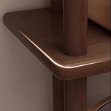 Rounded Corner Walnut Bookshelf with Soft Lighting (Multiple Sizes) - StoolTopia