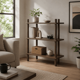 Rounded Corner Walnut Bookshelf with Soft Lighting (Multiple Sizes) - StoolTopia