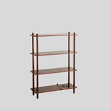 Rounded Corner Walnut Bookshelf with Soft Lighting (Multiple Sizes) - StoolTopia