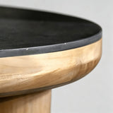 Rustic Round Coffee Table Set – Black Wood Grain Top with Solid Wood Legs - StoolTopia