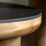 Rustic Round Coffee Table Set – Black Wood Grain Top with Solid Wood Legs - StoolTopia