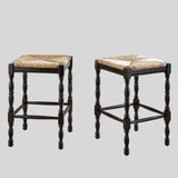 Rustic Wooden Counter Stool - Dorchester Square with Rush Seat - StoolTopia