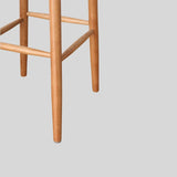 Scandinavian Wooden Bar Stool - Wicker Seat with Medium Wood Tone - StoolTopia