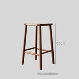 Scandinavian Wooden Bar Stool - Wicker Seat with Medium Wood Tone - StoolTopia