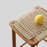 Scandinavian Wooden Bar Stool - Wicker Seat with Medium Wood Tone - StoolTopia