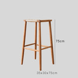 Scandinavian Wooden Bar Stool - Wicker Seat with Medium Wood Tone - StoolTopia