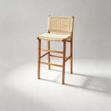 Scandinavian Woven Bar Stool – Solid Wood & Natural Rope Seat - StoolTopia