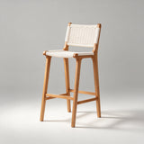 Scandinavian Woven Bar Stool – Solid Wood & Natural Rope Seat - StoolTopia