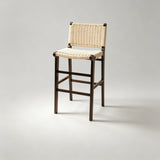 Scandinavian Woven Bar Stool – Solid Wood & Natural Rope Seat - StoolTopia