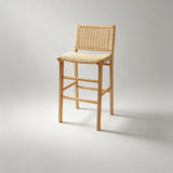Scandinavian Woven Bar Stool – Solid Wood & Natural Rope Seat - StoolTopia
