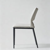 Sleek and Modern: White Leather Dining Chair with Ergonomic Design and Sturdy Black Legs - StoolTopia