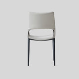 Sleek and Modern: White Leather Dining Chair with Ergonomic Design and Sturdy Black Legs - StoolTopia